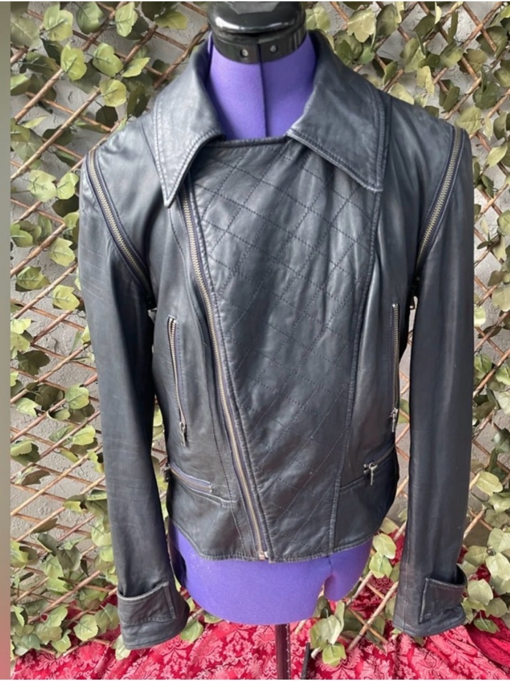 Women’s Black Quilted Leather Moto Jacket